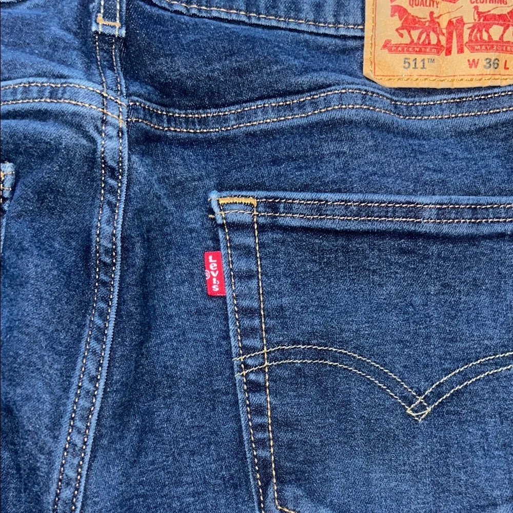 Levi's 511 Dark Blue Slim Straight Men's Jeans - Picture 8 of 10